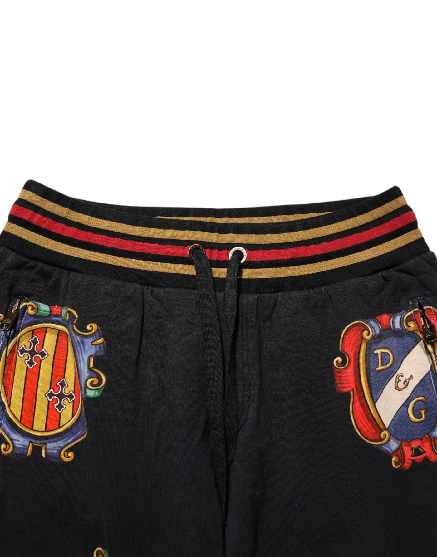 Dolce & Gabbana Black Baroque Crest Logo Men Trackpants Pants