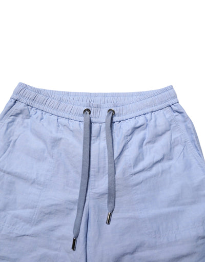 Dolce & Gabbana Light Blue Linen Mid Waist Men Bermuda Shorts
