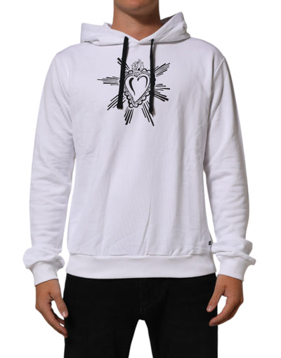 Dolce & Gabbana White Sacred Heart Hooded Sweatshirt Sweater