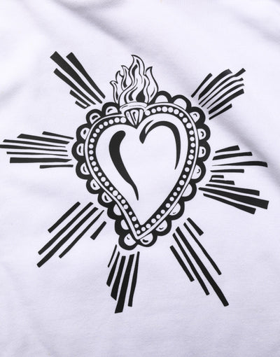 Dolce & Gabbana White Sacred Heart Hooded Sweatshirt Sweater