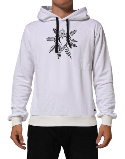Dolce & Gabbana White Sacred Heart Hooded Sweatshirt Sweater
