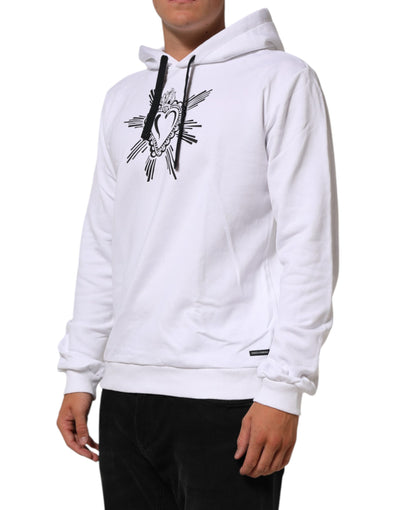 Dolce & Gabbana White Sacred Heart Hooded Sweatshirt Sweater