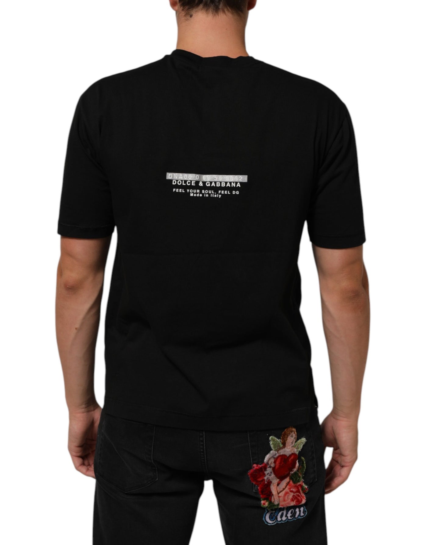 Dolce & Gabbana Black Statement Cotton Men Crew Neck T-shirt