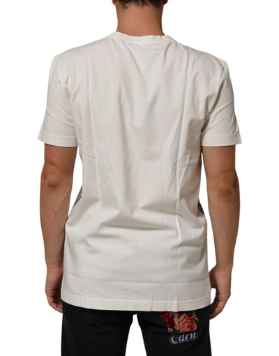 Dolce & Gabbana White Cotton Logo Bandana Print Men T-shirt