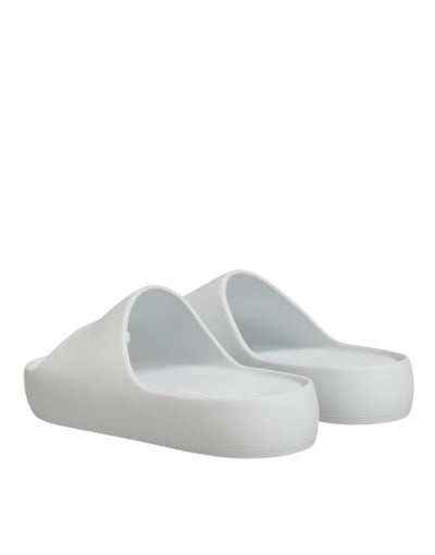 Dolce & Gabbana White Logo Slides Sandals Men Beachwear Shoes