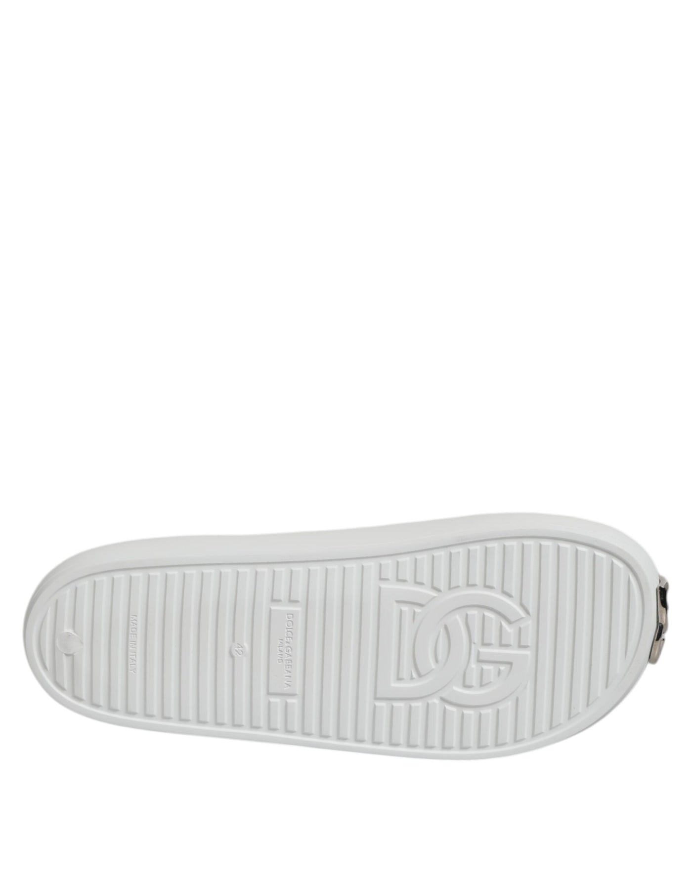 Dolce & Gabbana White Logo Slides Sandals Men Beachwear Shoes