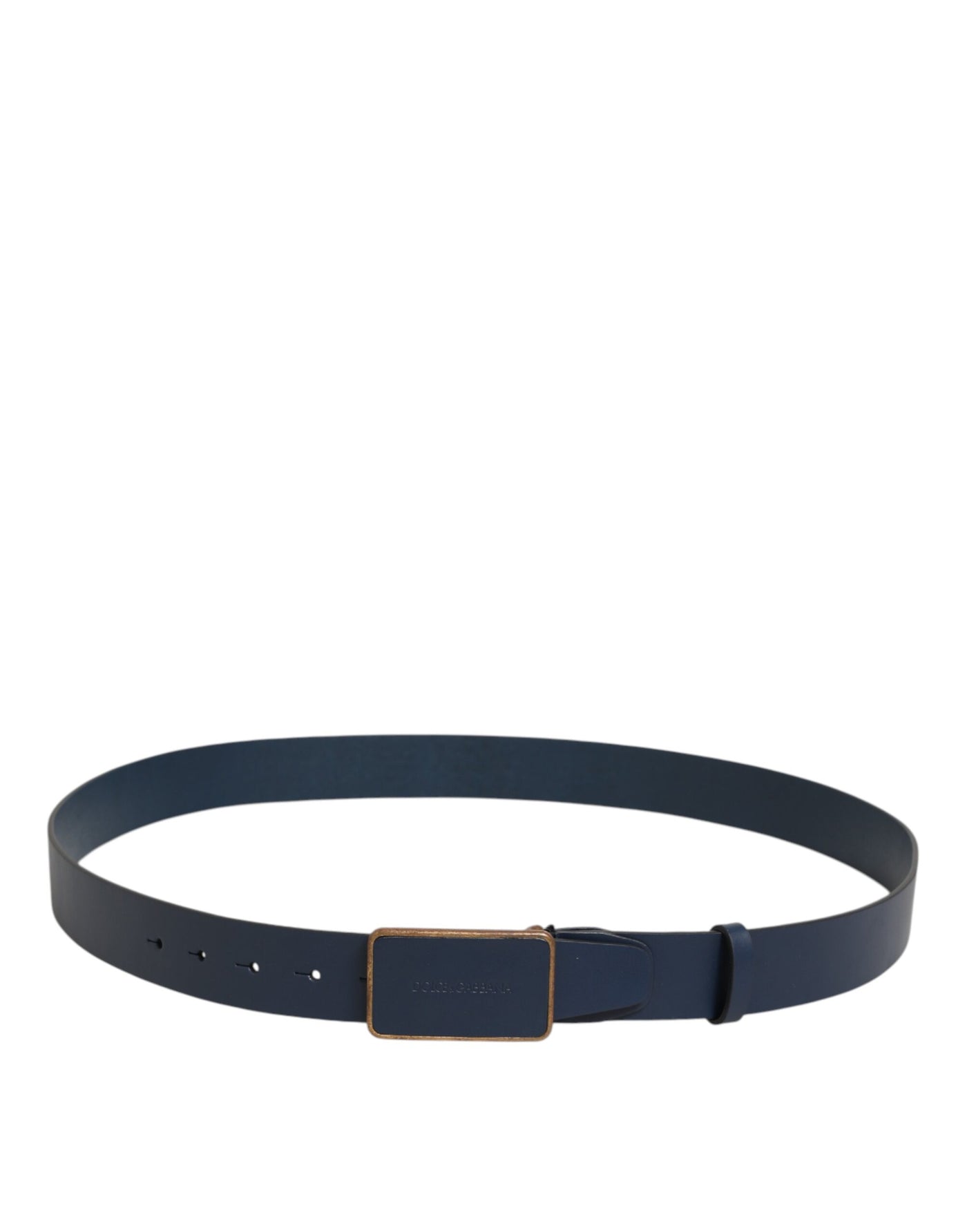 Dolce & Gabbana Blue Leather Classic Metal Logo Buckle Belt