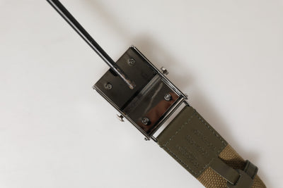 Dolce & Gabbana Military Green Nylon Logo Metal Buckle Belt