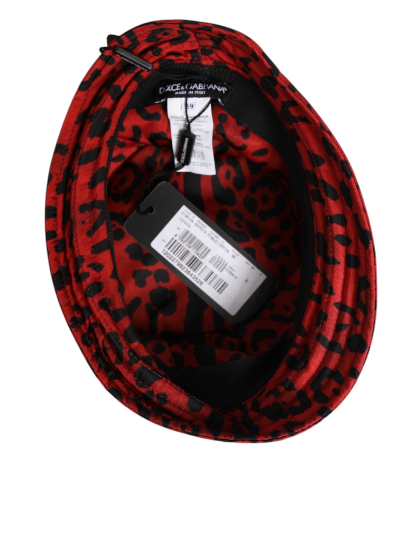 Dolce & Gabbana Red Black Nylon Leopard Print Bucket Men Cap Hat