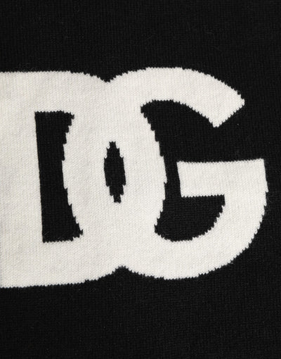 Dolce & Gabbana Black D&G Logo Cashmere Knitted Men One Size Scarf