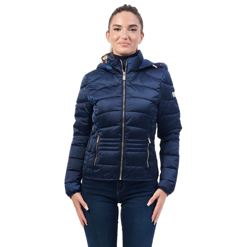 Yes Zee Blue Polyester Jackets & Coat