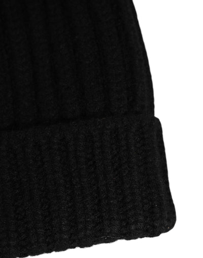 Dolce & Gabbana Black Cashmere Knitted Beanie Capello Men One Size Hat