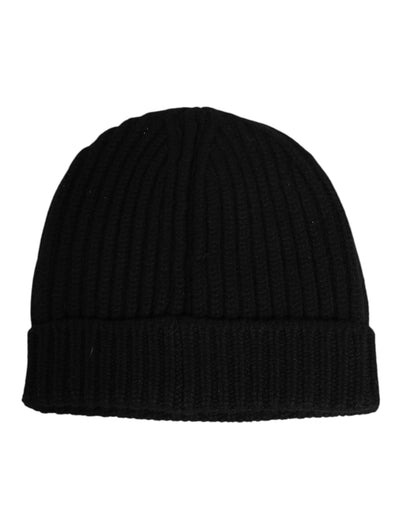 Dolce & Gabbana Black Cashmere Knitted Beanie Capello Men One Size Hat