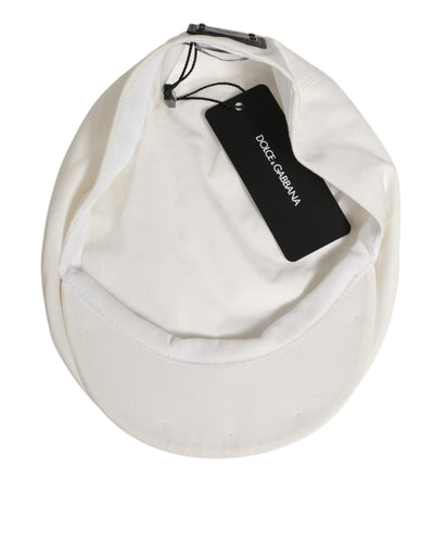 Dolce & Gabbana White Cotton Newsboy Cloth Capello Men Cap Hat