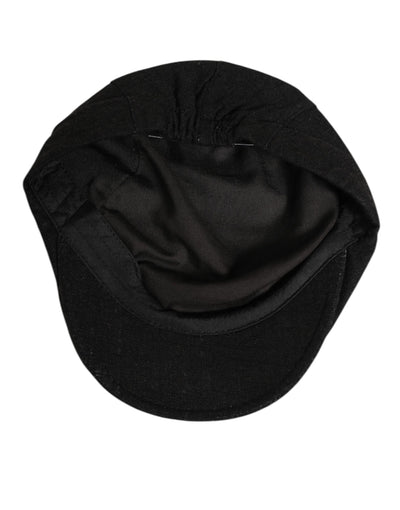 Dolce & Gabbana Black Cotton DG Logo Newsboy Cloth Capello Hat