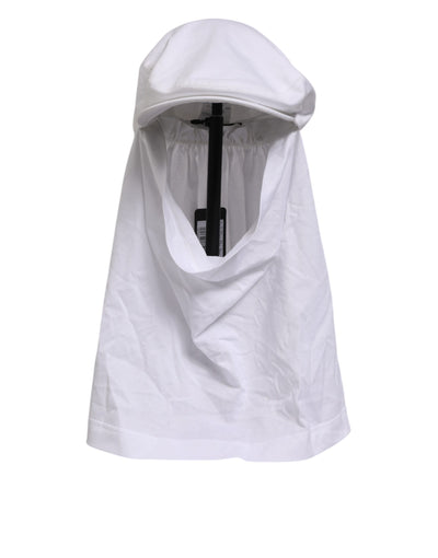 Dolce & Gabbana White Cotton DG Logo Plaque Baseball Balaclava Hat