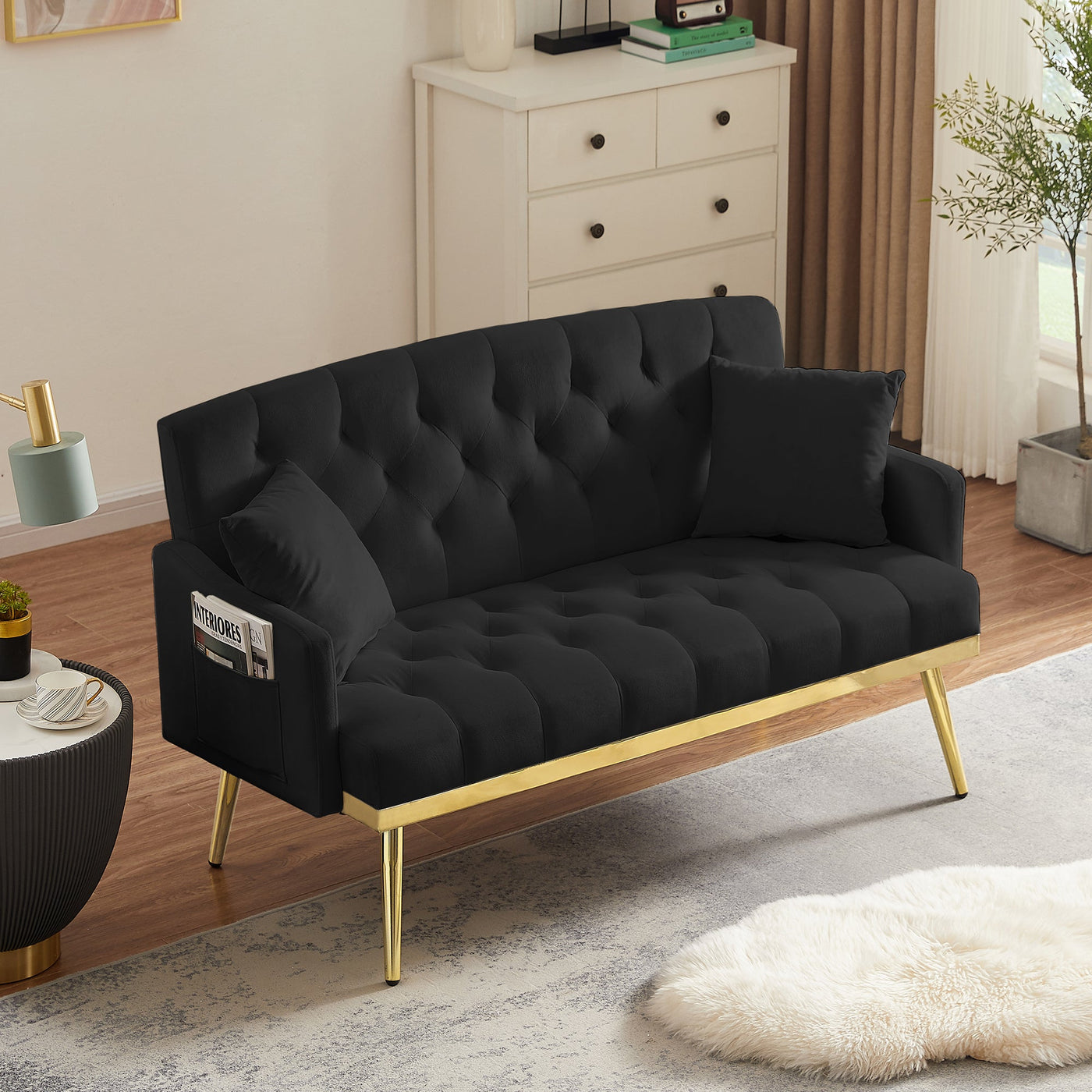 BLACK 2 SEATER SOFA