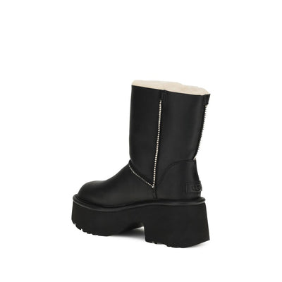 UGG Black Leather Flat Boots