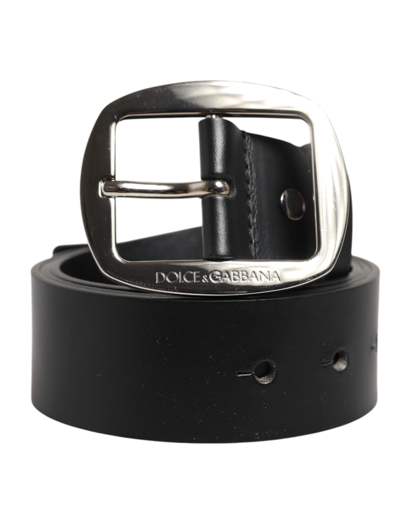 Dolce & Gabbana Black Leather Classic Metal Buckle Men Belt