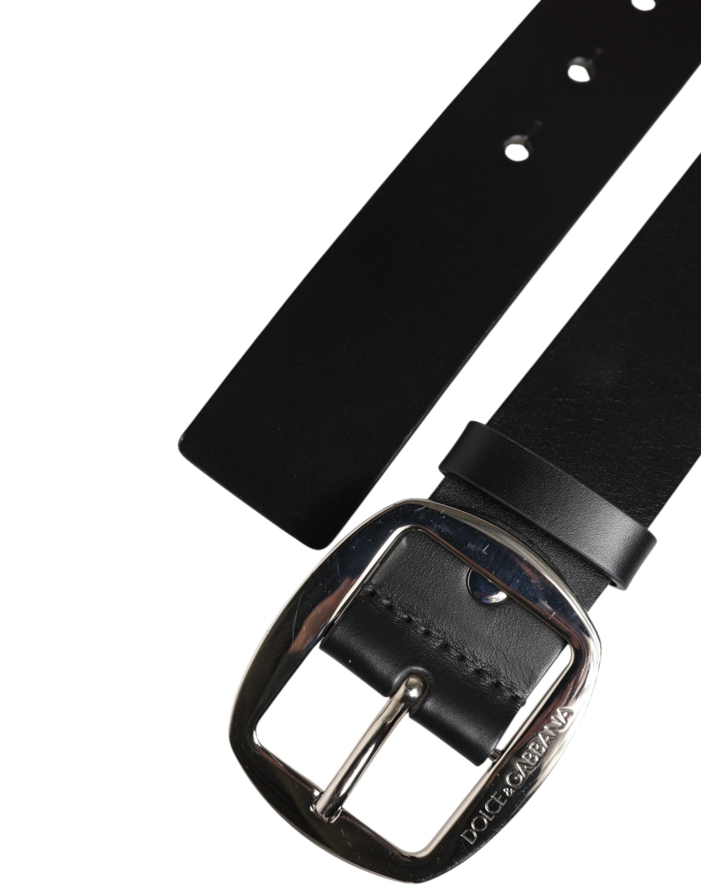 Dolce & Gabbana Black Leather Classic Metal Buckle Men Belt