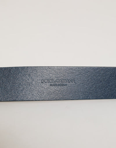 Dolce & Gabbana Blue Leather Classic Metal Logo Buckle Belt