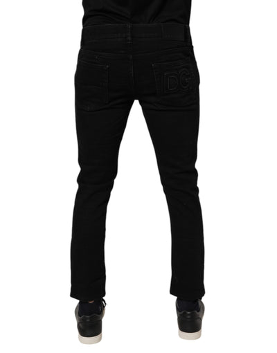 Dolce & Gabbana Black Cotton Stretch Skinny Men Denim Jeans