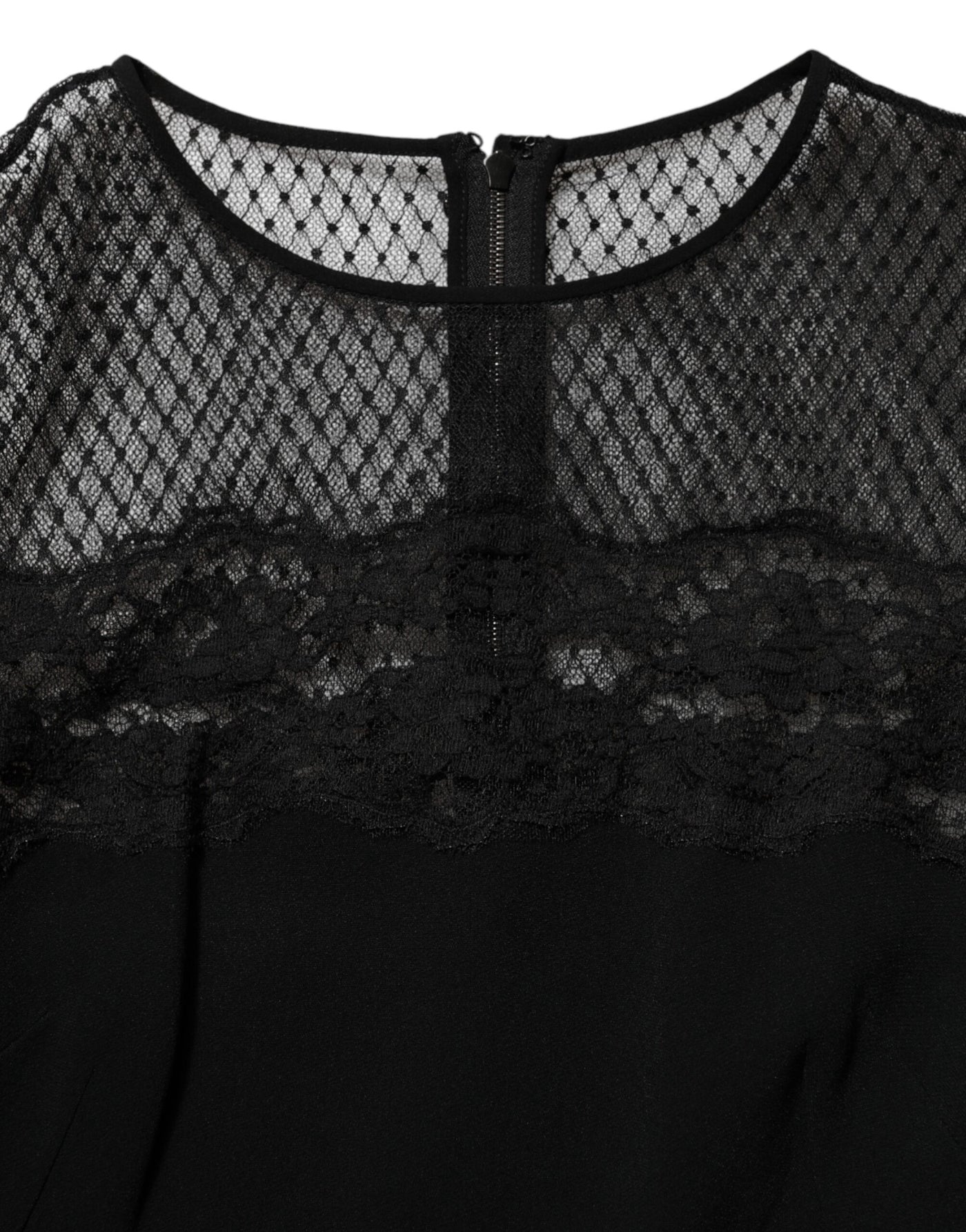 Dolce & Gabbana Black Floral Lace Trim Sheath A-line Dress