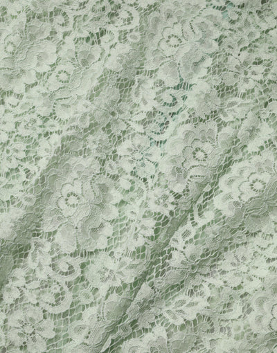 Dolce & Gabbana Mint Green Floral Lace Trim Midi Dress
