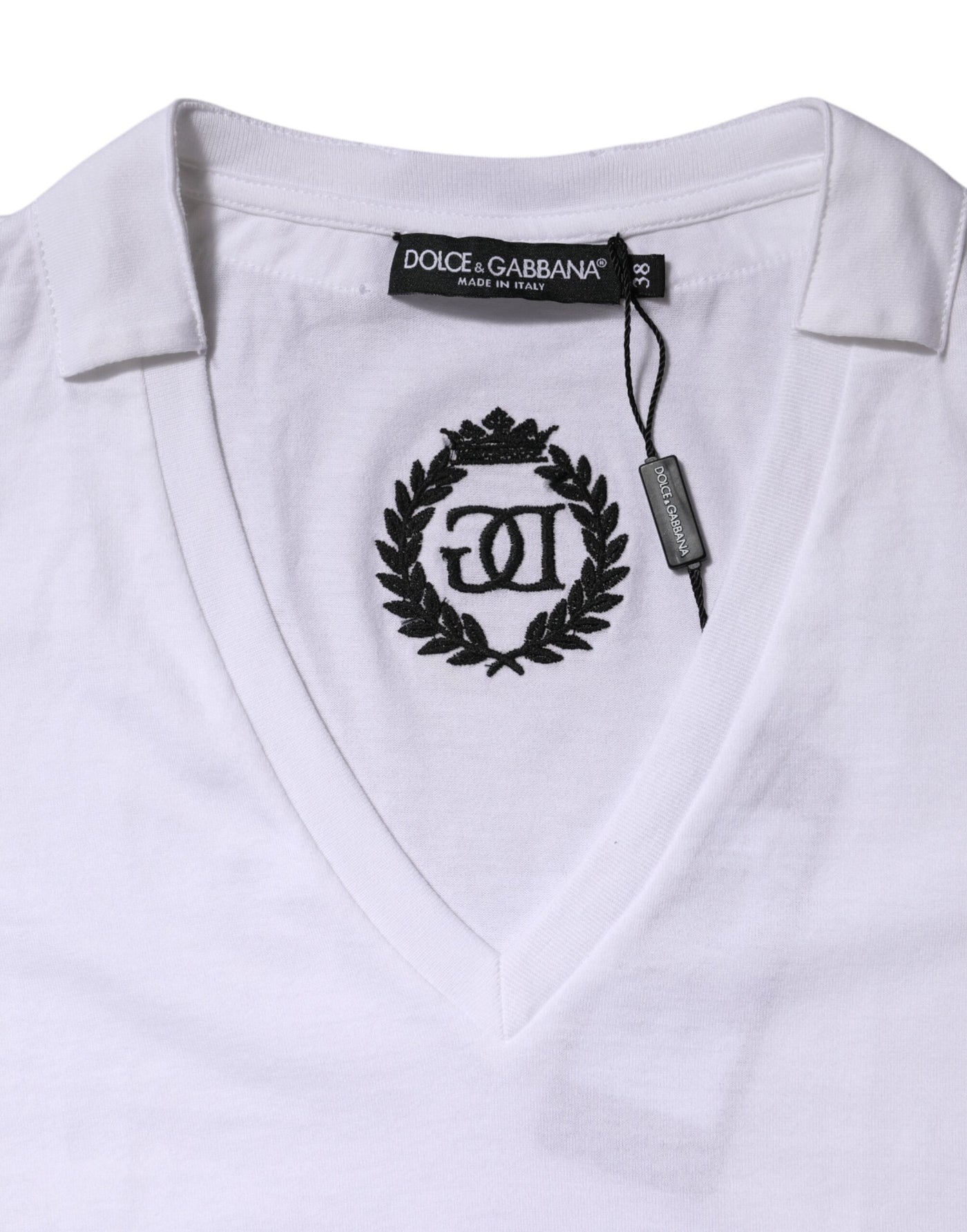 Dolce & Gabbana White Cotton Short Sleeve V-Neck Top T-shirt