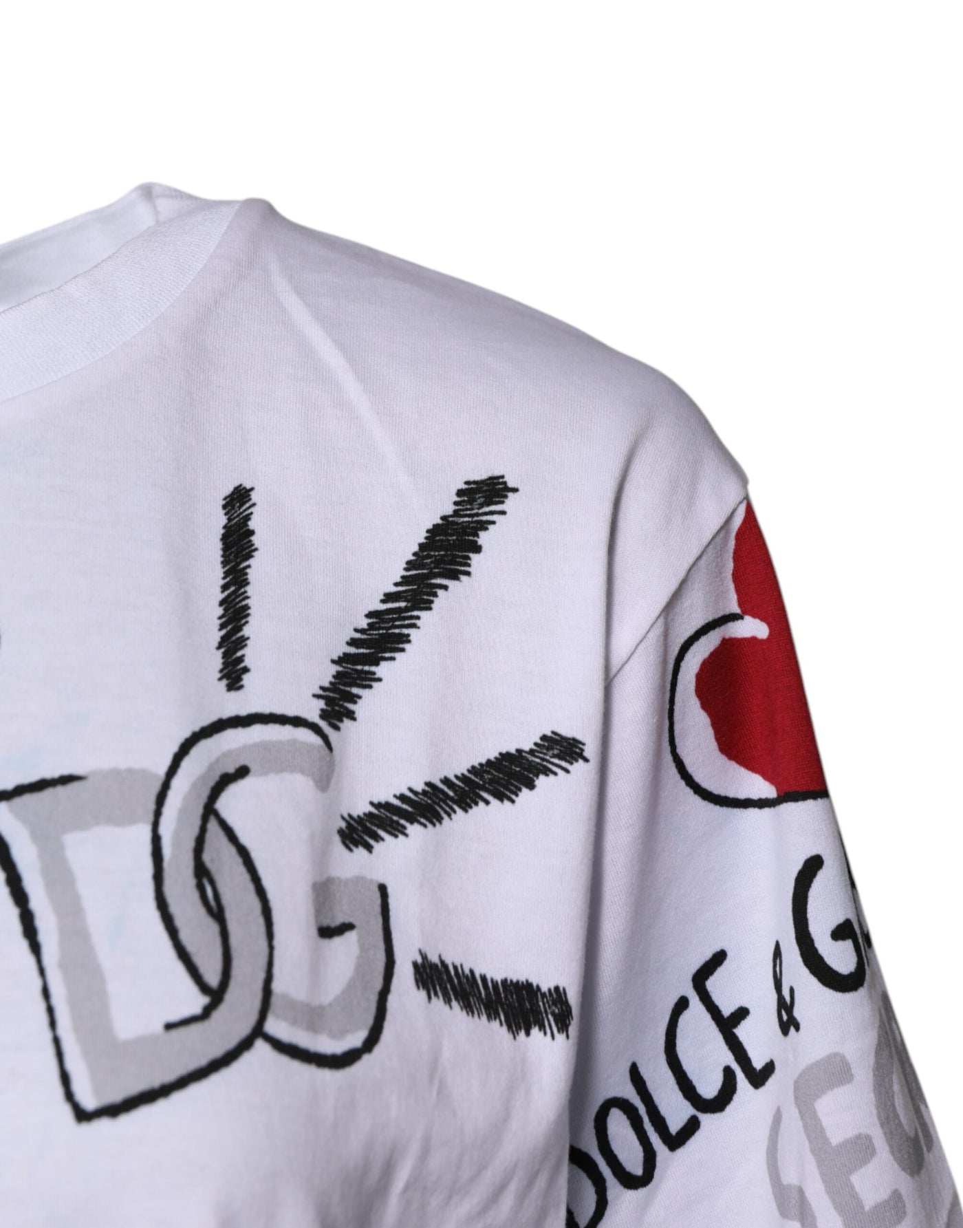 Dolce & Gabbana White Graphic Crew Neck Short Sleeves T-shirt