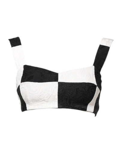 Dolce & Gabbana Black White Cropped Bustier Corset Bra Top