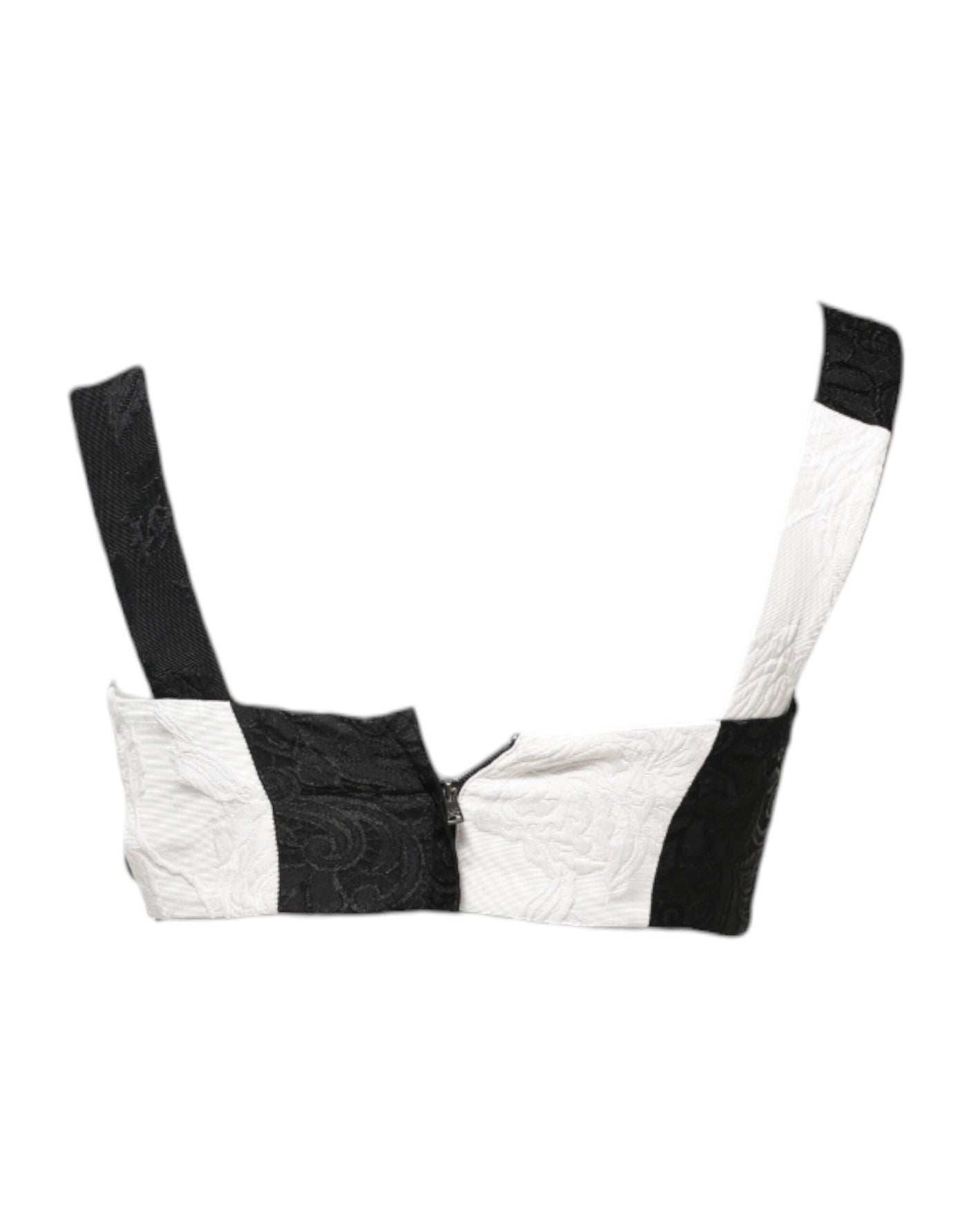 Dolce & Gabbana Black White Cropped Bustier Corset Bra Top