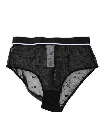 Dolce & Gabbana Black Lace Nylon High Waist Panty Underwear