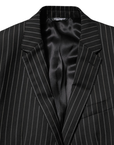 Dolce & Gabbana Black Stripes MARTINI 1 Button Suit Blazer