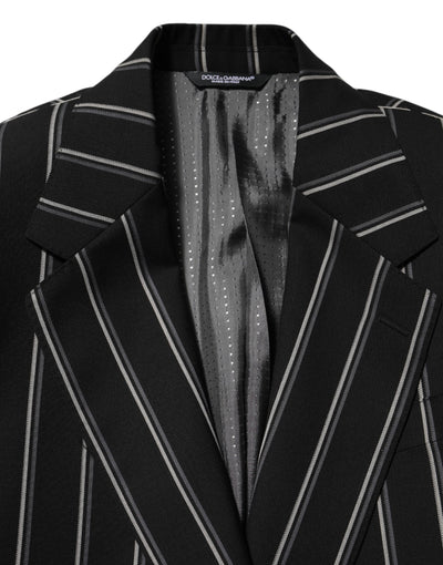 Dolce & Gabbana Black Stripes SICILIA 1 Button Suit Blazer