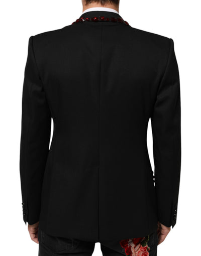 Dolce & Gabbana Black SICILIA Crystal Embellished Men Blazer