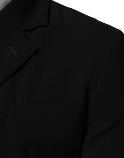 Dolce & Gabbana Black Wool Double Breasted Men Jacket Blazer
