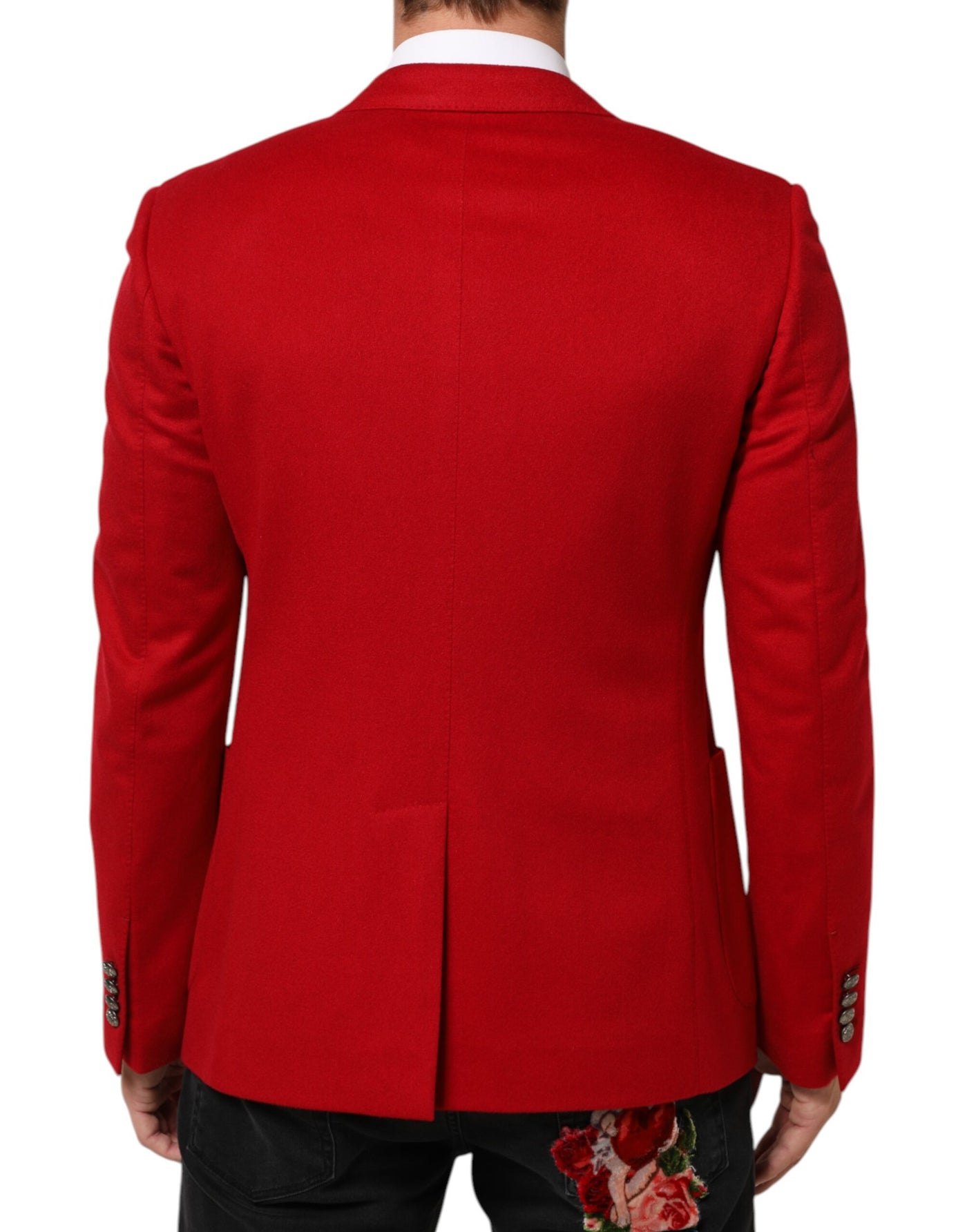 Dolce & Gabbana Red Cashmere 2 Buttons Suit Jacket Blazer