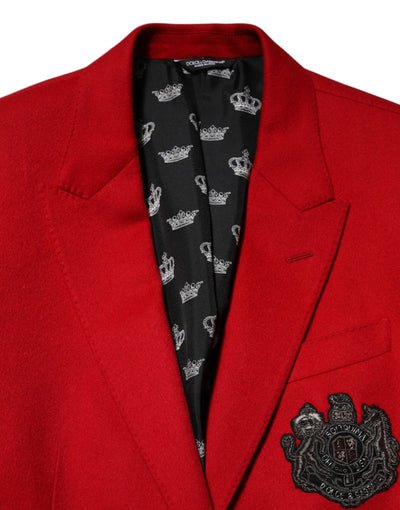 Dolce & Gabbana Red Cashmere 2 Buttons Suit Jacket Blazer