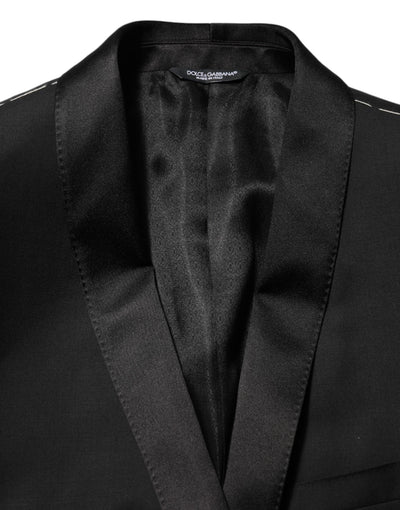 Dolce & Gabbana Black Wool GOLD 1 Button Men Suit Blazer