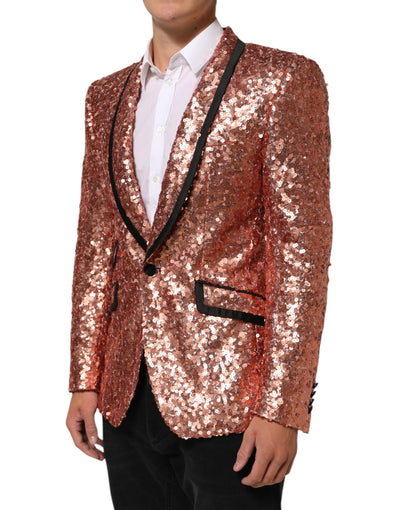 Dolce & Gabbana Pink Sequin SICILIA 1 Button Men Suit Blazer