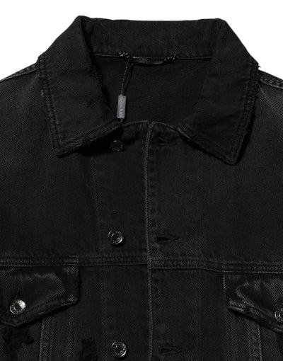 Dolce & Gabbana Black Cotton Stretch Denim Blouson Jacket