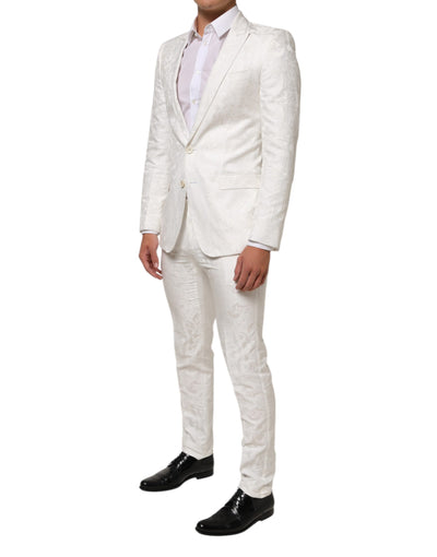 Dolce & Gabbana White Brocade 2 Piece MARTINI Formal Suit