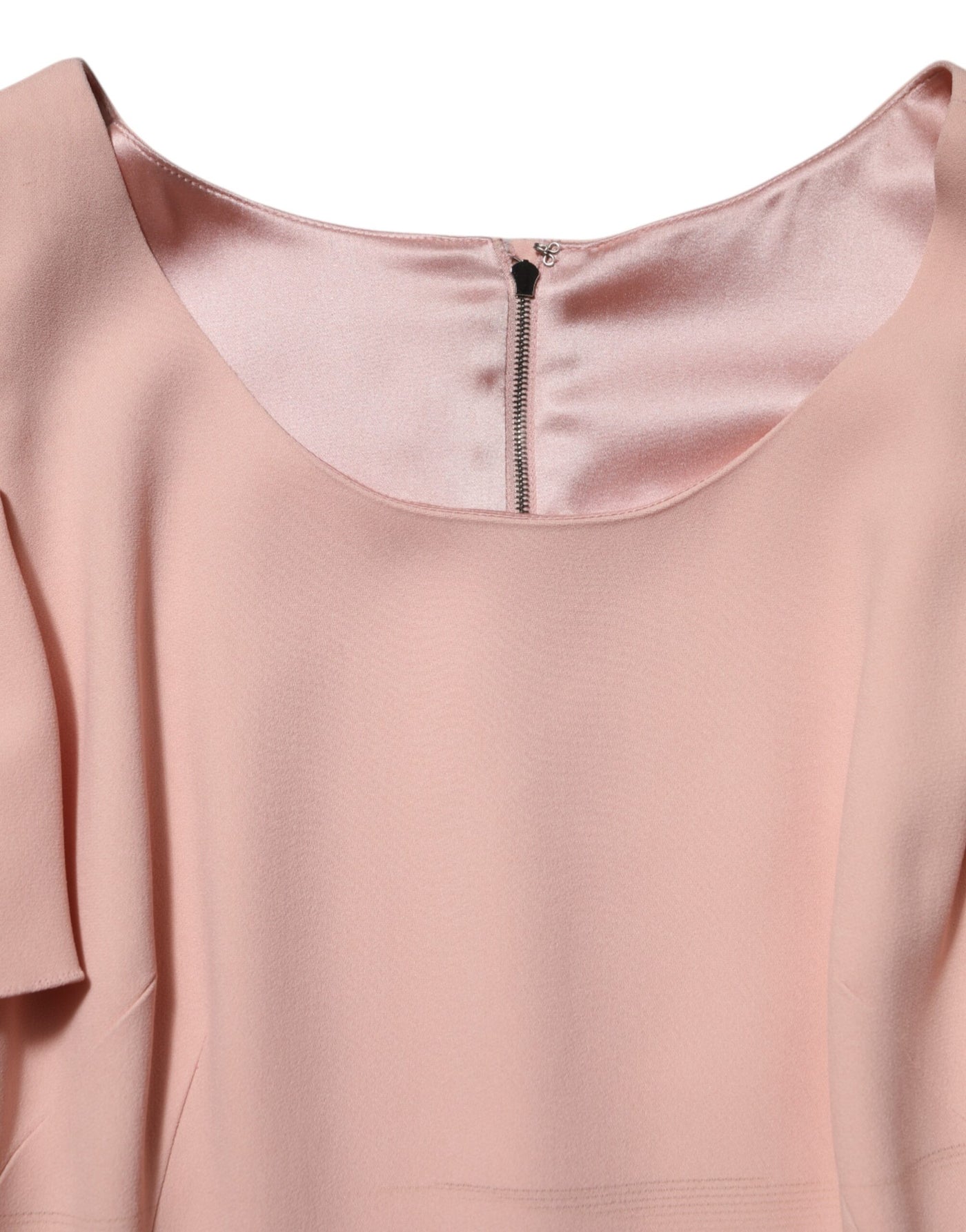 Dolce & Gabbana Pink Viscose Short Sleeves Sheath Midi Dress