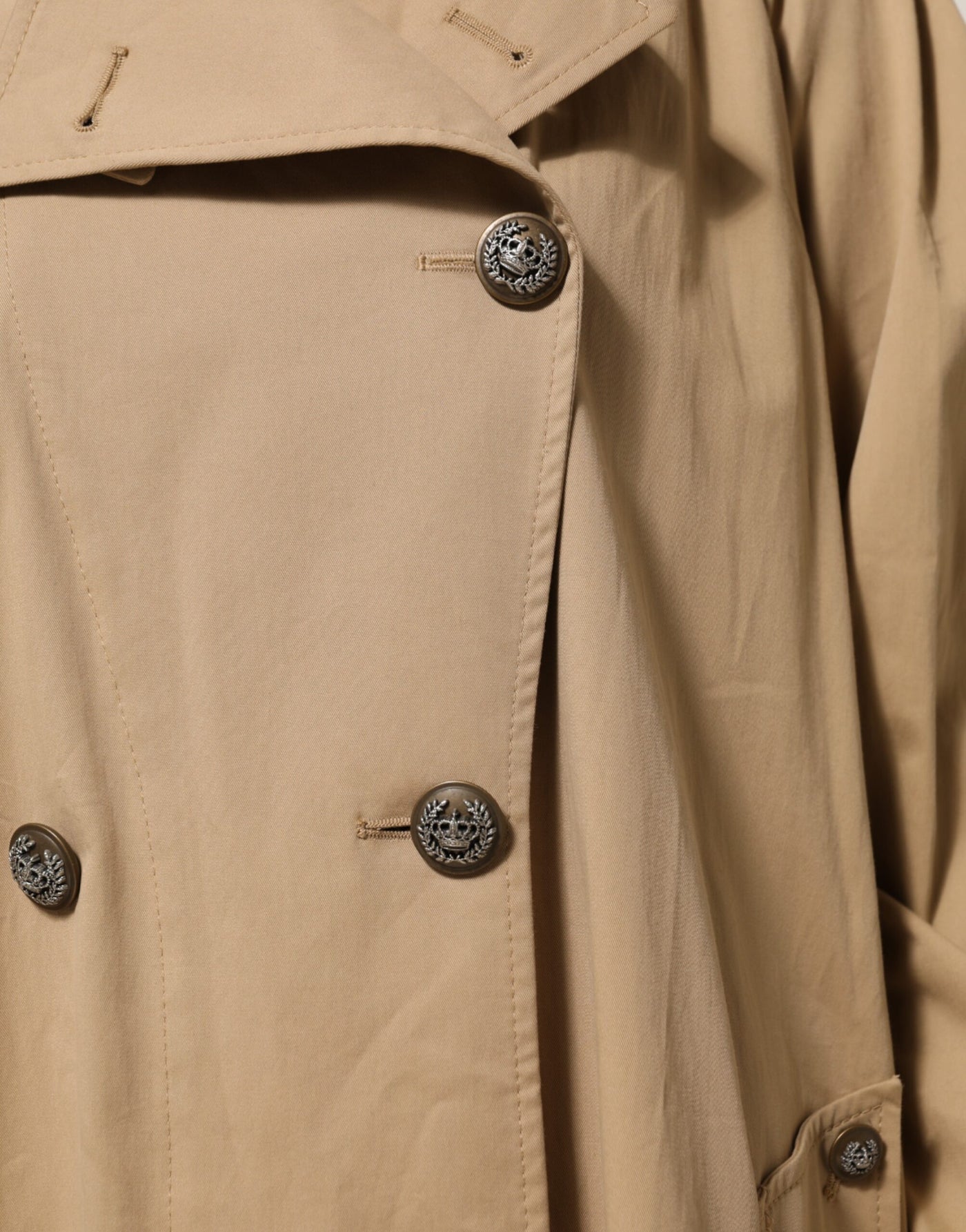 Dolce & Gabbana Khaki Double Breasted Trench Coat Jacket
