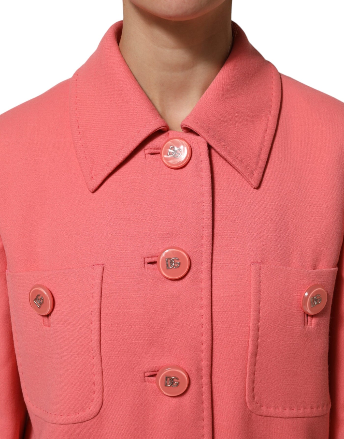 Dolce & Gabbana Pink Buttoned Down Trench Coat Jacket