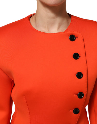 Dolce & Gabbana Red Buttoned Down Women Trench Coat Jacket