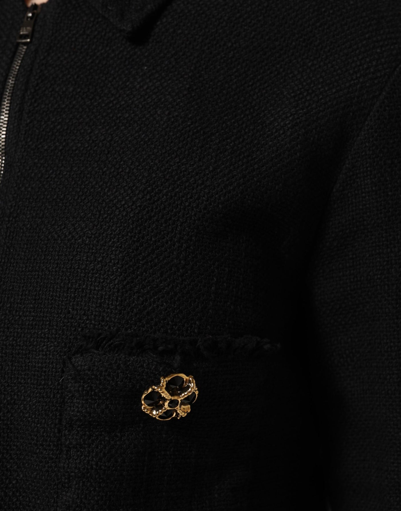 Dolce & Gabbana Black Cotton Full Zip Cropped Coat Jacket