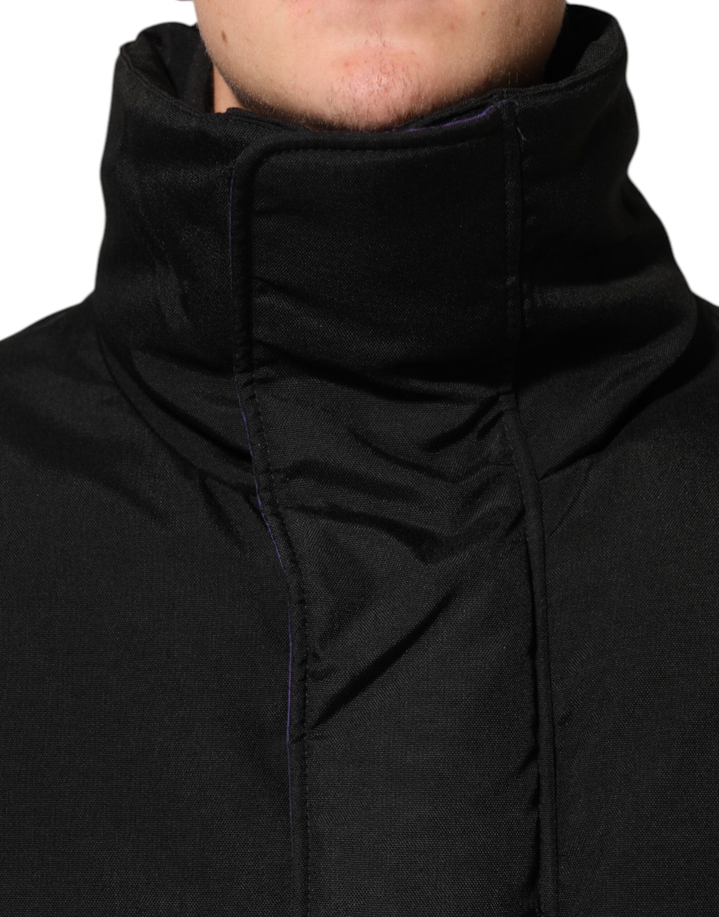 Dolce & Gabbana Black Nylon Puffer Men Full Zip Jacket