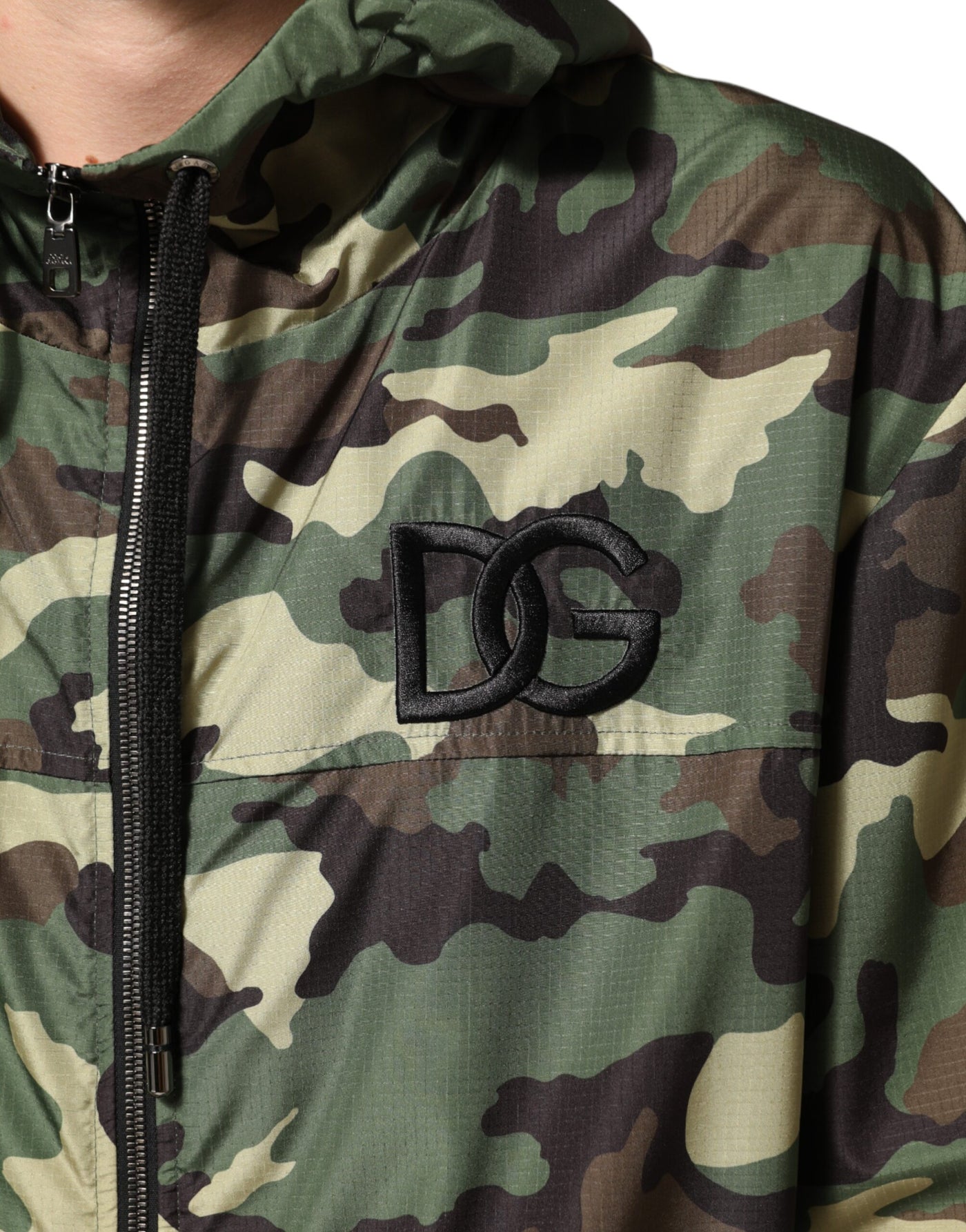 Dolce & Gabbana Green Camouflage Hooded Sweatshirt Jacket